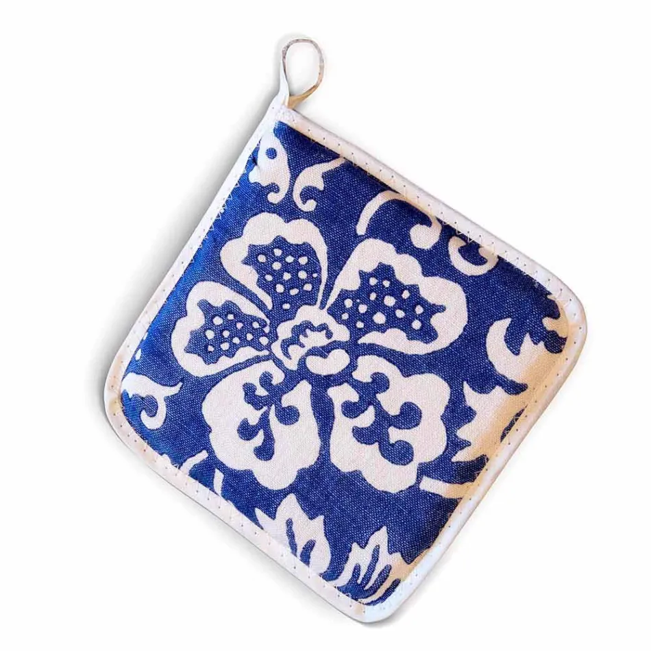 Potholdere af italiensk kunst i rent linned med håndtryk enkeltstykke - mærker Viadurini