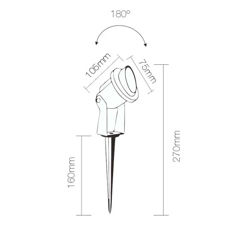 Udendørs Led Spotlight i matsort aluminium 4 stk - Oliver Viadurini