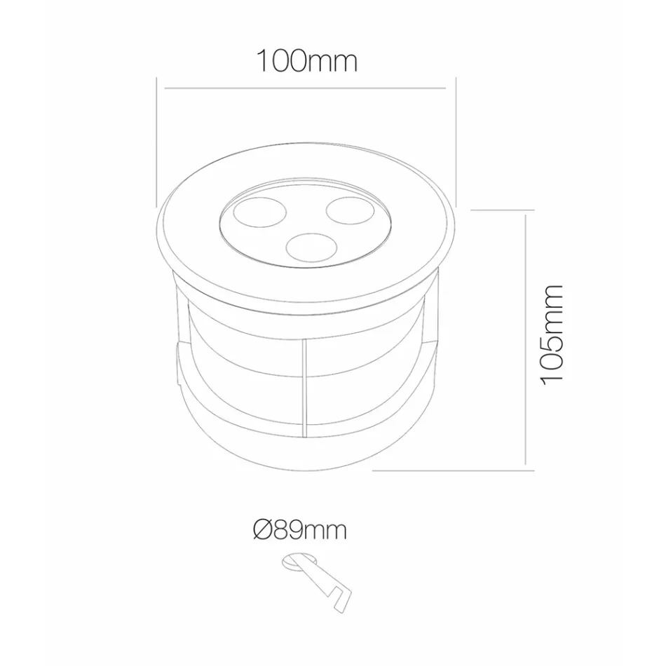 Rund spotlight med LED udendørs i rustfrit stål - Dakota Viadurini