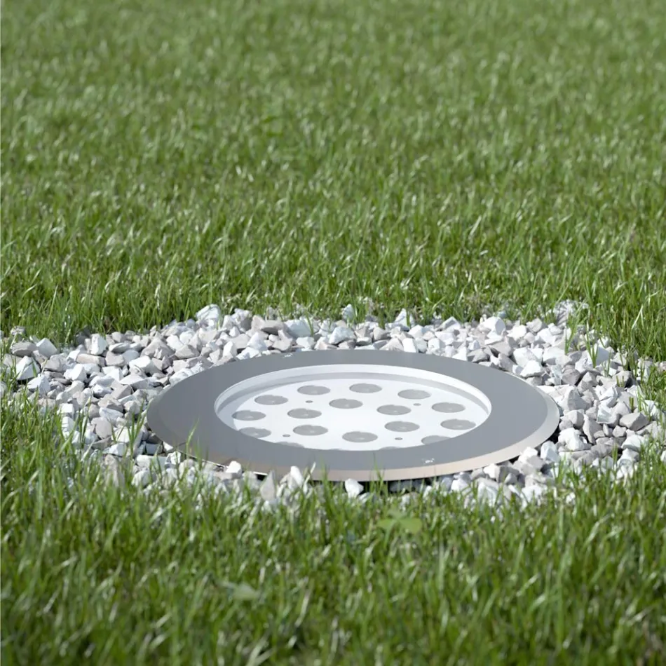 Rund spotlight med LED udendørs i rustfrit stål - Dakota Viadurini