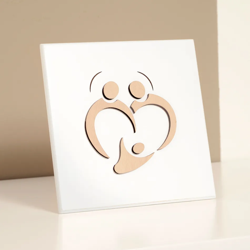 Hellig familiebillede med lasergravering lavet i Italien - Zuleika Viadurini