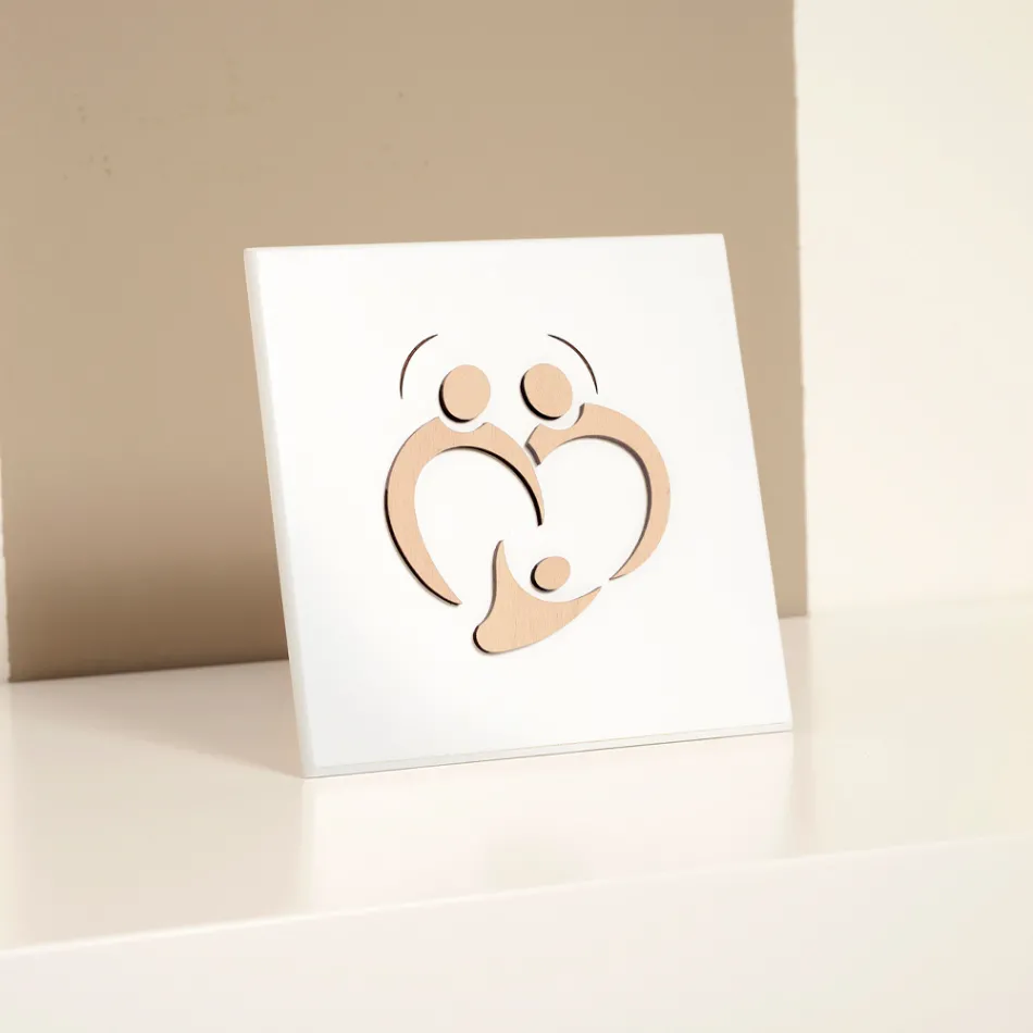 Hellig familiebillede med lasergravering lavet i Italien - Zuleika Viadurini