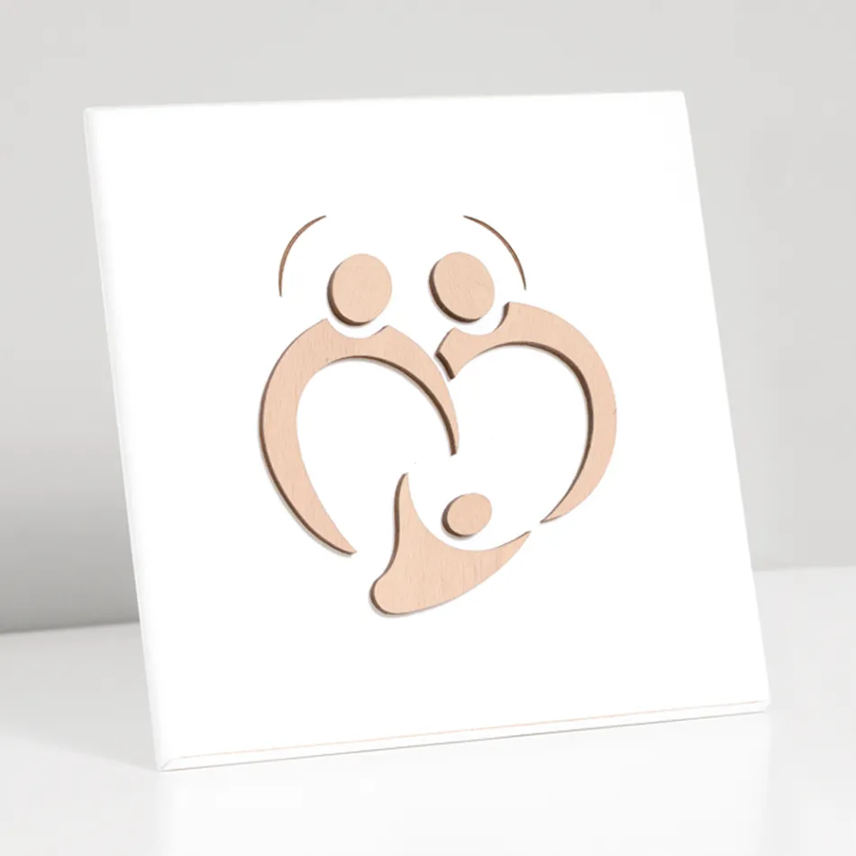 Hellig familiebillede med lasergravering lavet i Italien - Zuleika Viadurini