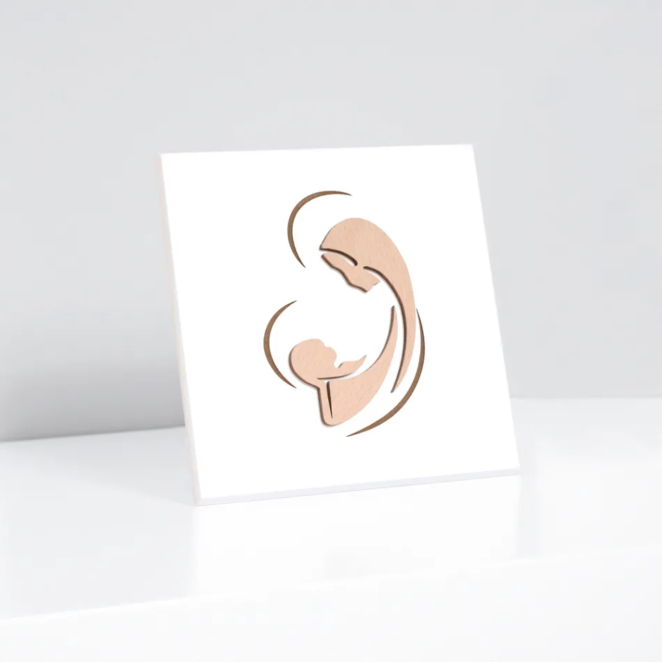 Lasergraveret billede af Maria og Jesusbarnet lavet i Italien - Nigella Viadurini