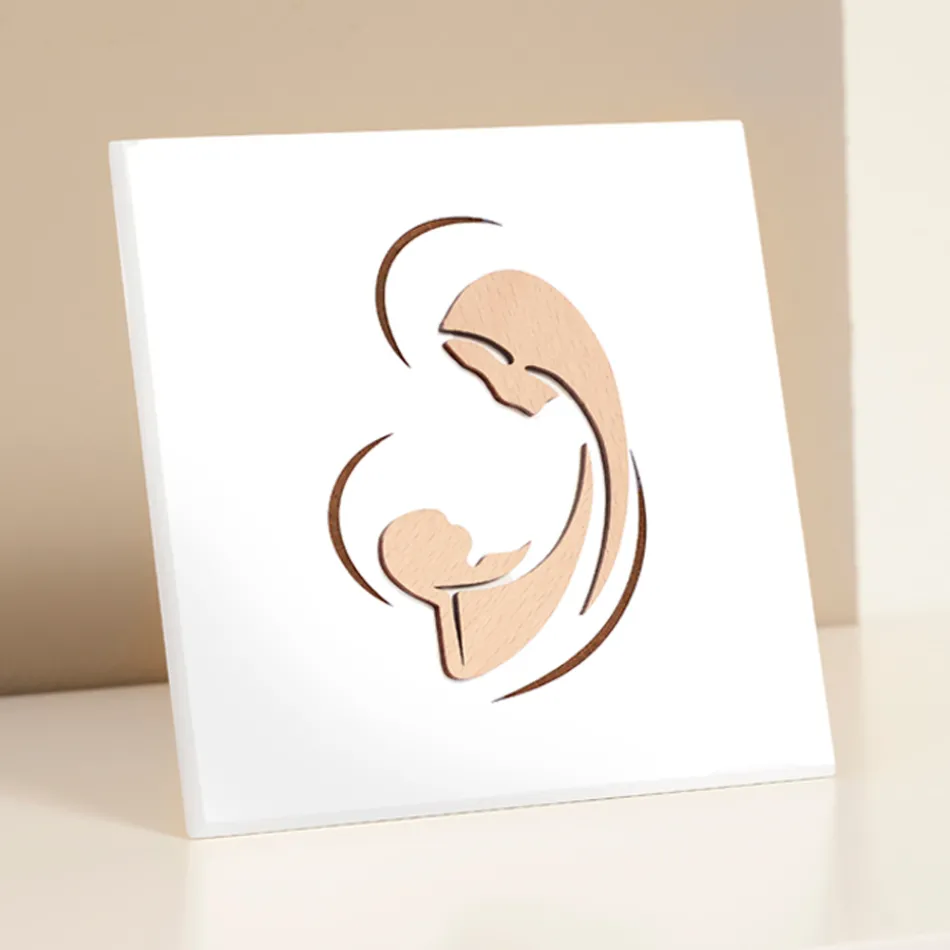 Lasergraveret billede af Maria og Jesusbarnet lavet i Italien - Nigella Viadurini