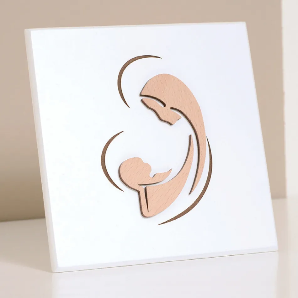 Lasergraveret billede af Maria og Jesusbarnet lavet i Italien - Nigella Viadurini