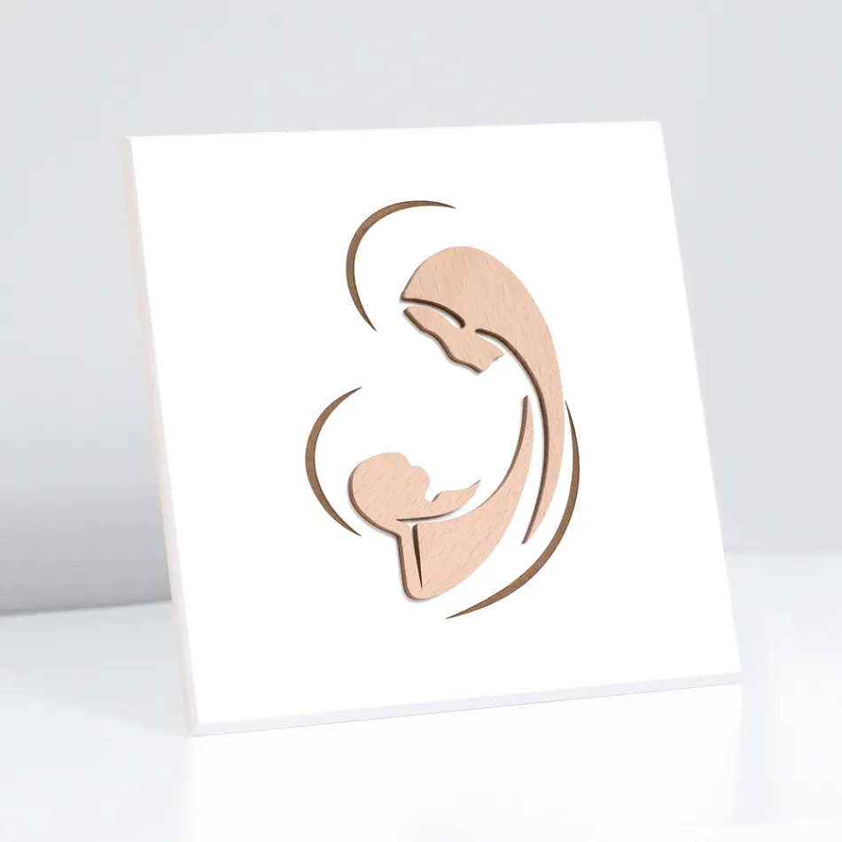 Lasergraveret billede af Maria og Jesusbarnet lavet i Italien - Nigella Viadurini