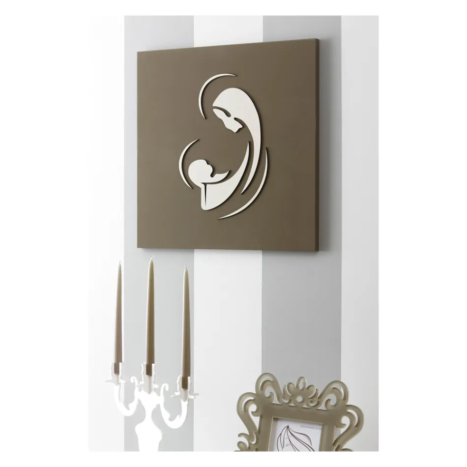 Lasergraveret billede af madonnaen med barnet lavet i Italien - Bashira Viadurini