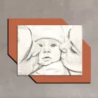 Træbillede med print af et kys til et barn Made in Italy - Andorra Viadurini