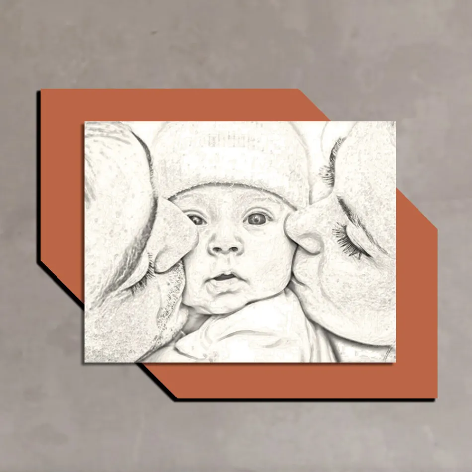 Træbillede med print af et kys til et barn Made in Italy - Andorra Viadurini