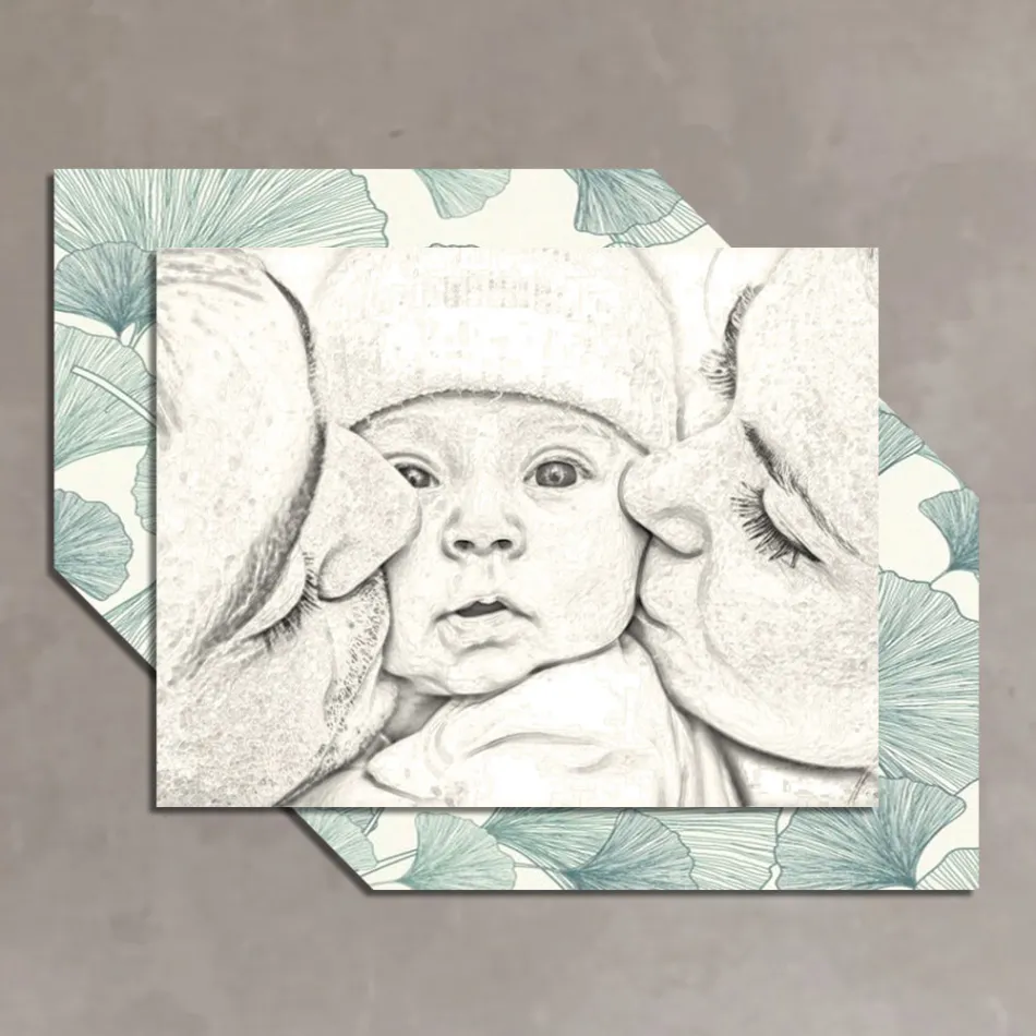 Træbillede med print af et kys til et barn Made in Italy - Andorra Viadurini