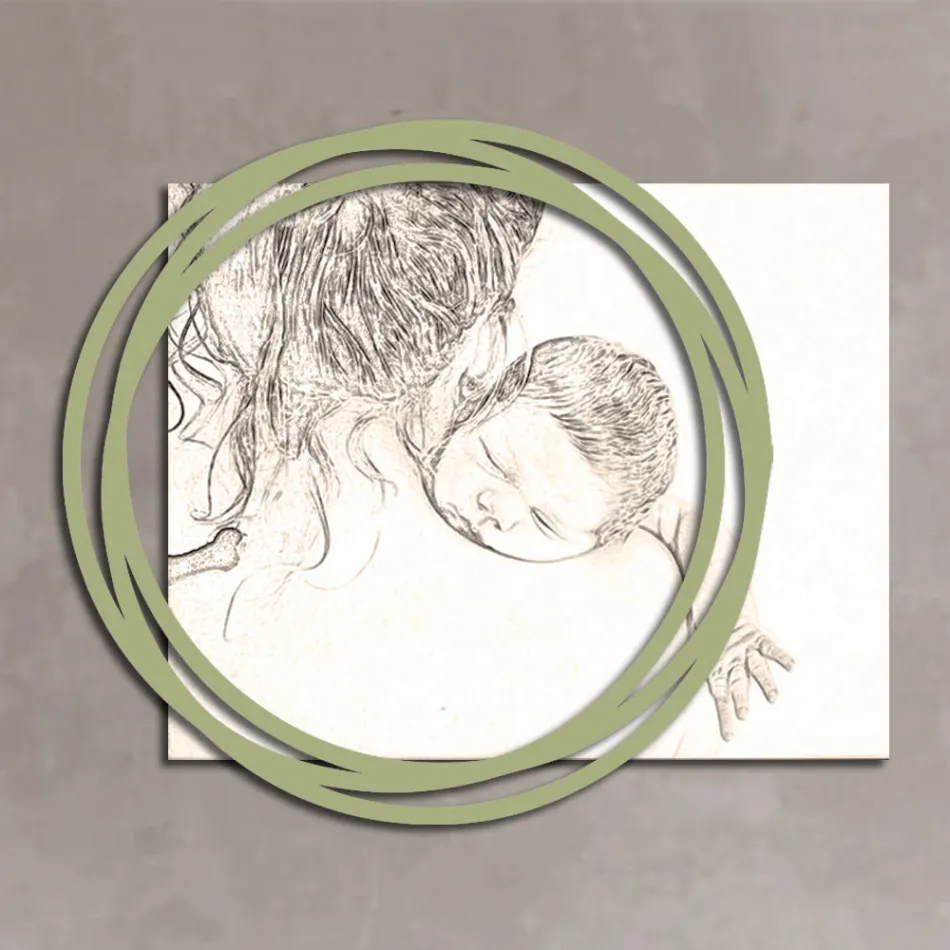 Træbillede med print af kvinde med barn lavet i Italien - Taiwan Viadurini