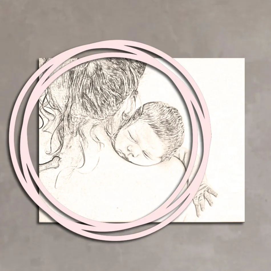 Træbillede med print af kvinde med barn lavet i Italien - Taiwan Viadurini