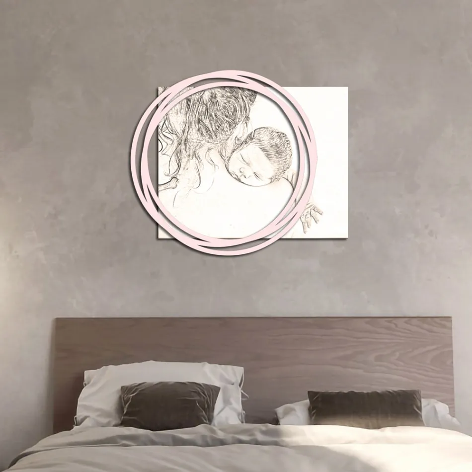 Træbillede med print af kvinde med barn lavet i Italien - Taiwan Viadurini