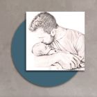 Træbillede med print af far, der kysser sin søn Lavet i Italien - Belgien Viadurini