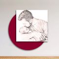Træbillede med print af far, der kysser sin søn Lavet i Italien - Belgien