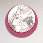 Træbillede med print af en forenet familie Made in Italy - Canada Viadurini