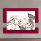 Træbillede med tryk af mand med barn lavet i Italien - Kosovo Viadurini