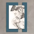 Træbillede med tryk af mand med barn lavet i Italien - Kosovo Viadurini