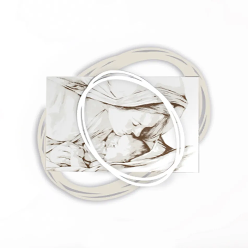 Lasergraveret billede med Marias kys til Jesus lavet i Italien - Sylvie Viadurini