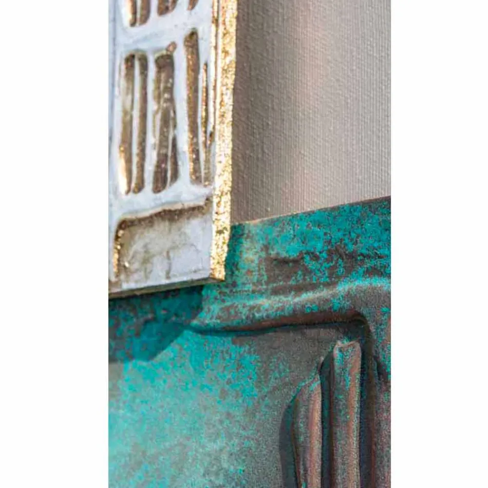 Moderne maleri med dovegrå lærred og otte elementer af Andrew Viadurini