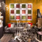 Moderne vægbillede i metal og kunstige blomster fremstillet i Italien - Trimo Viadurini