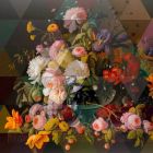Moderne glasvægsbillede med blomsterprint lavet i Italien - Ganza Viadurini