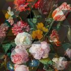 Moderne glasvægsbillede med blomsterprint lavet i Italien - Ganza Viadurini