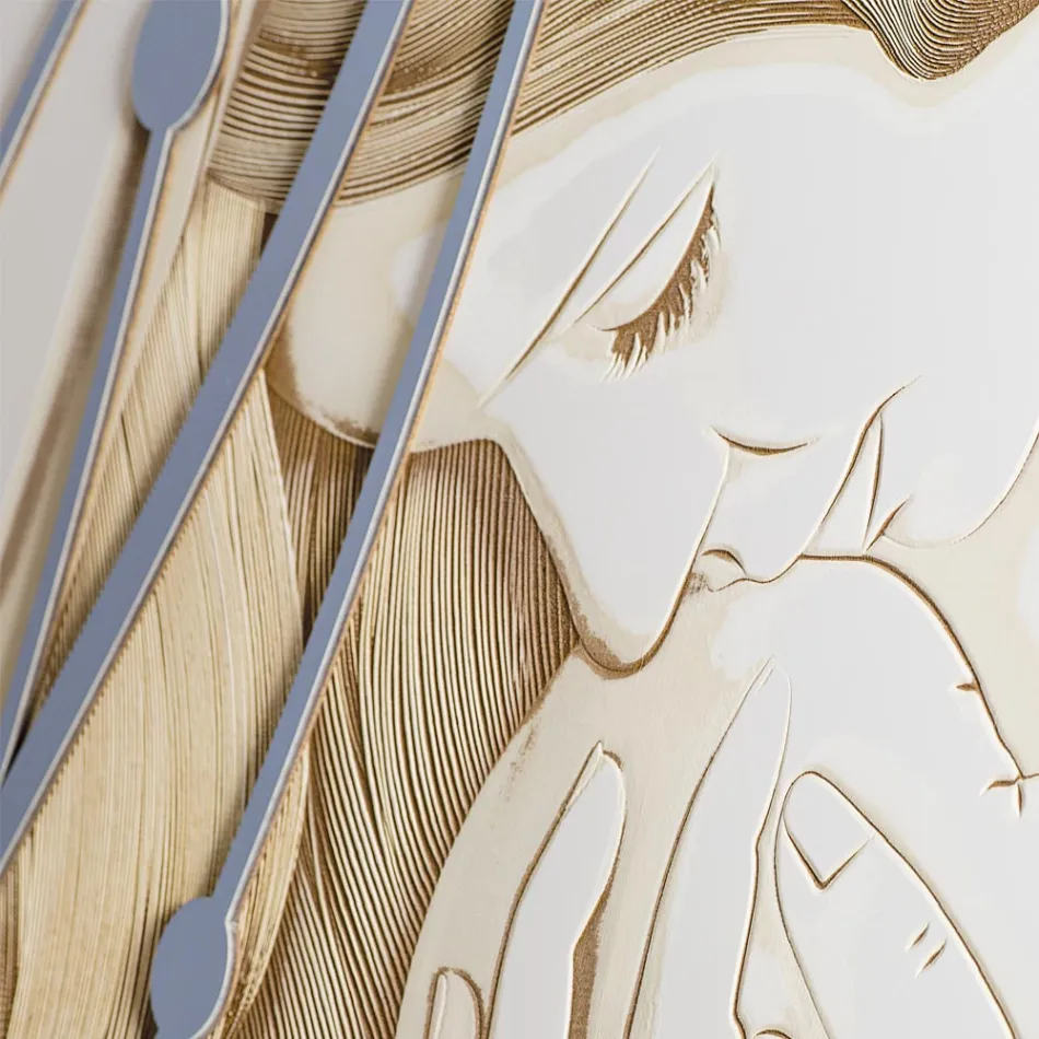 Rektangulært maleri lavet med laser med gudinde og barn lavet i Italien - Nagi Viadurini