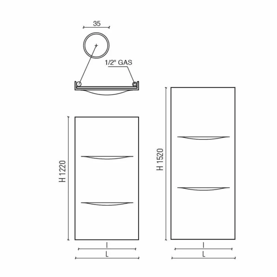 Moderne stålkonstruktion lodret hydraulisk radiator op til 850 W - Cut Viadurini