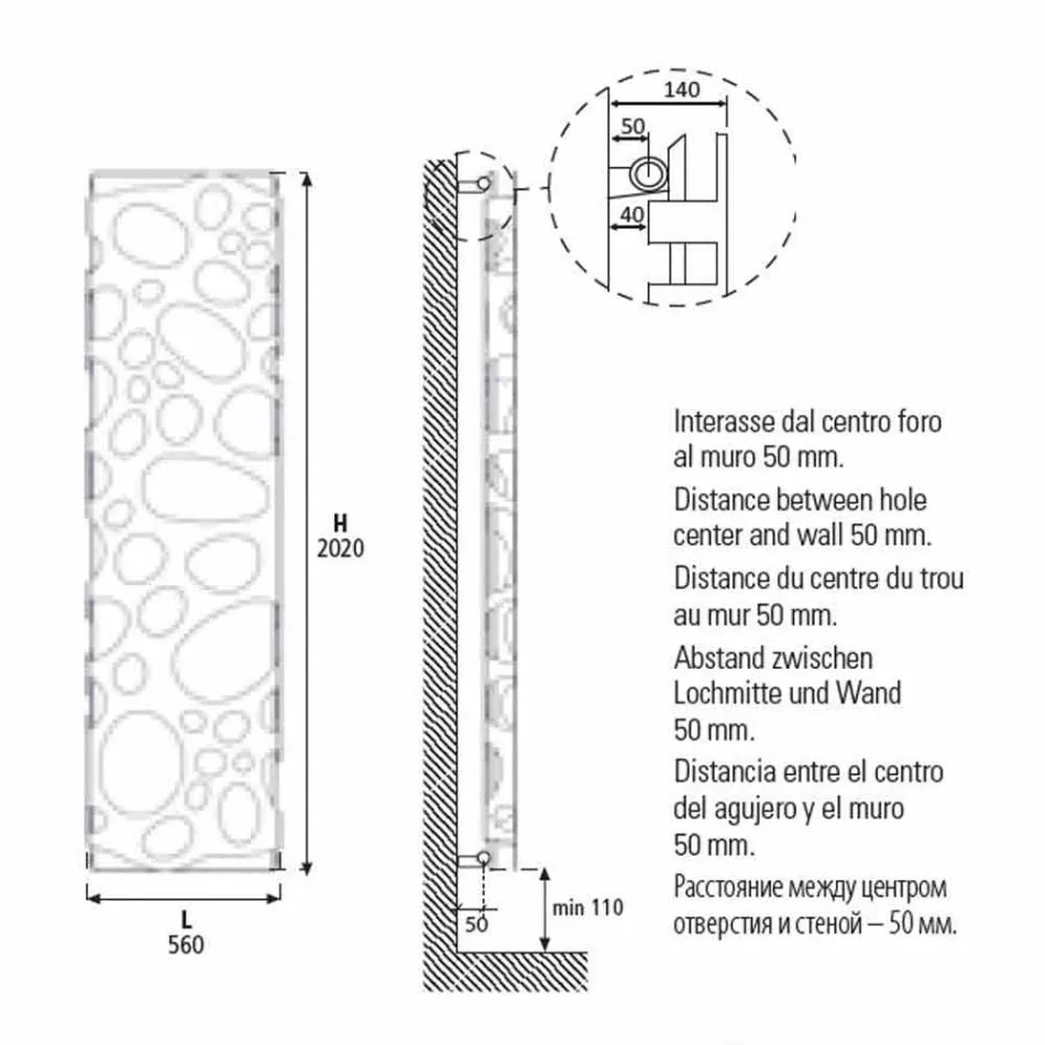Moderne hydraulisk lodret designradiator op til 903 W - Scuba Viadurini