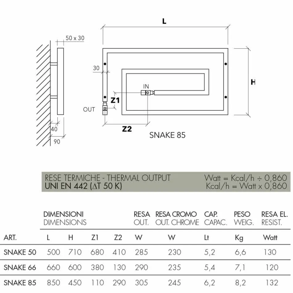 Forkromet forkromet radiator Snake Scirocco H, design Viadurini