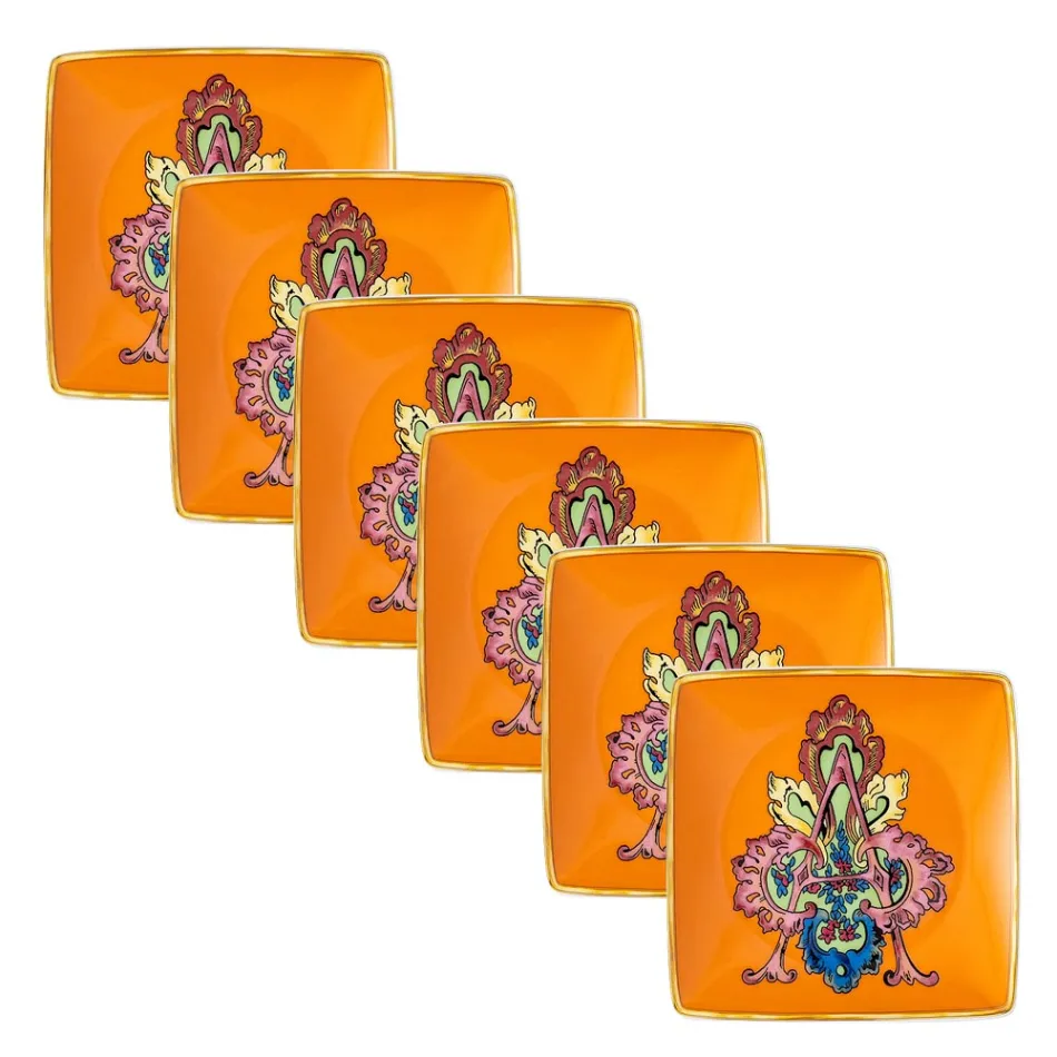 Rosenthal Versace Alphabet 6 flade firkantede porcelænsskåle - alfabet Viadurini