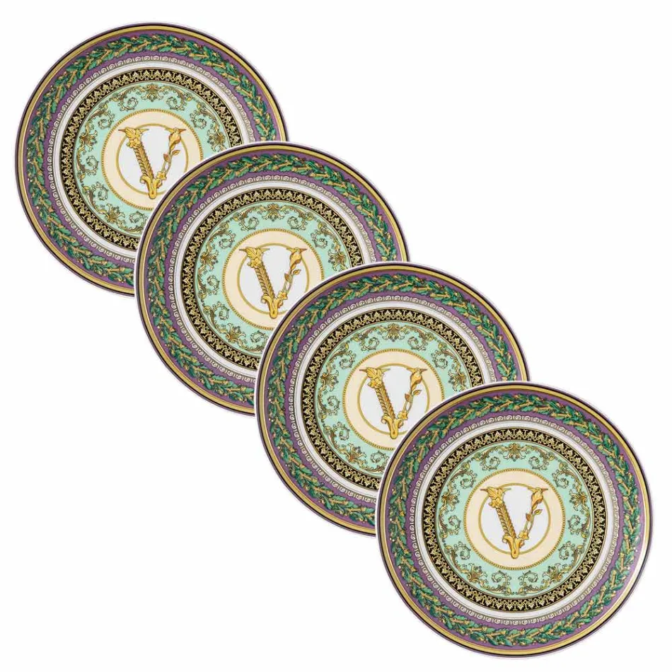 Rosenthal Versace Barocco Mosaik 4 Middagstallerkener Diameter 17 cm - Mosaik Viadurini