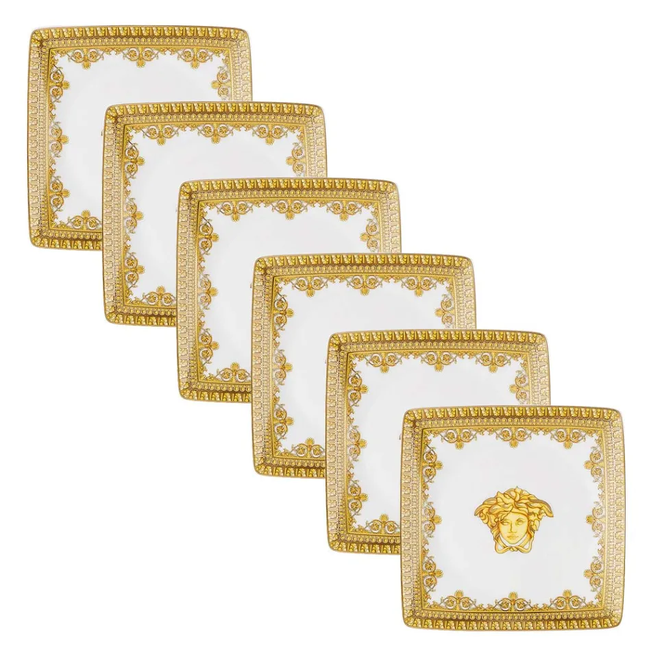 Rosenthal Versace I Love Baroque 6 flade firkantede porcelænsskåle - barok Viadurini