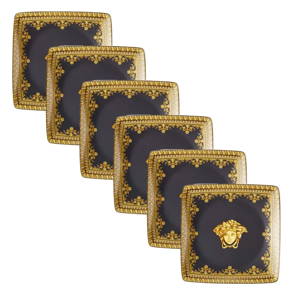 Rosenthal Versace I Love Baroque 6 flade firkantede porcelænsskåle - barok Viadurini