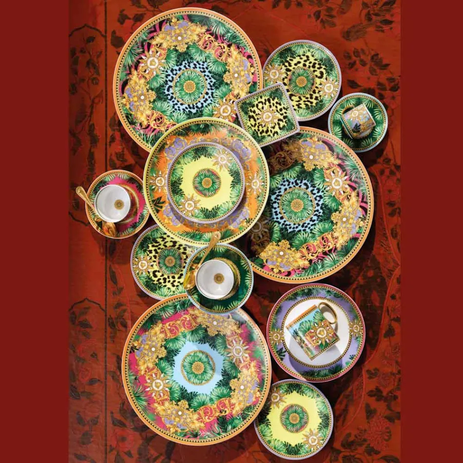 Rosenthal Versace Jungle Animalier 4 middagstallerkener Diameter 17 cm - Animalier Viadurini