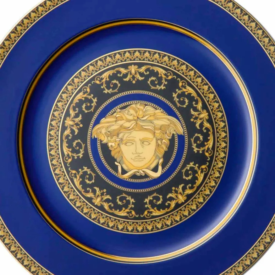 Rosenthal Versace Medusa Blue Plate porcelæn design pladsholder Viadurini