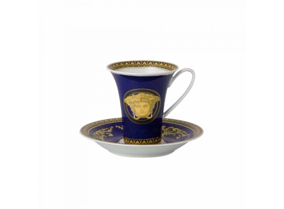 Rosenthal Versace Medusa Blå Cup høj porcelæn design Kaffe Viadurini