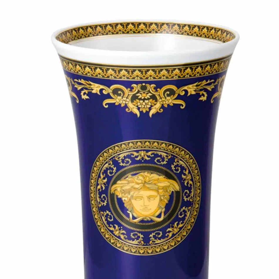Rosenthal Versace Medusa Blå Vase af moderne design porcelæn 26cm Viadurini