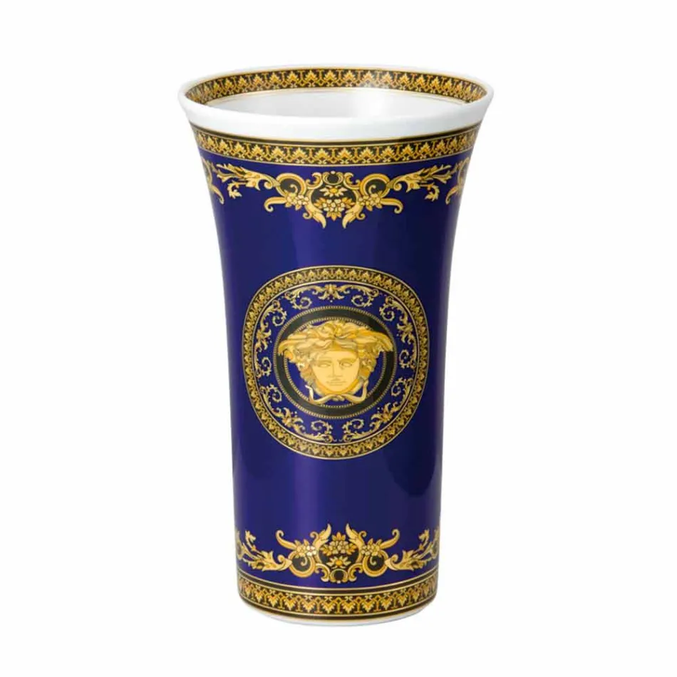 Rosenthal Versace Medusa Blå Vase af moderne design porcelæn 26cm Viadurini