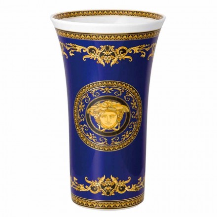 Rosenthal Versace Medusa Blå Vase af moderne design porcelæn 34cm Viadurini