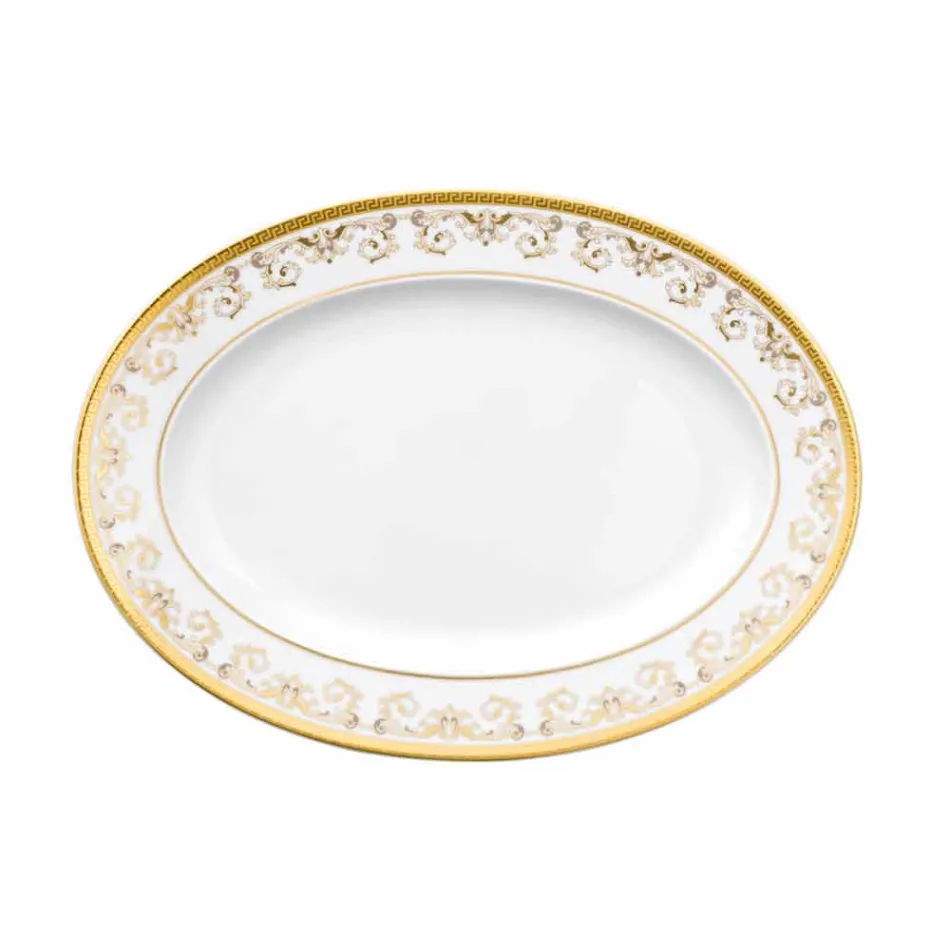 Rosenthal Versace Medusa Gala Gold 34cm porcelæn oval plade design Viadurini