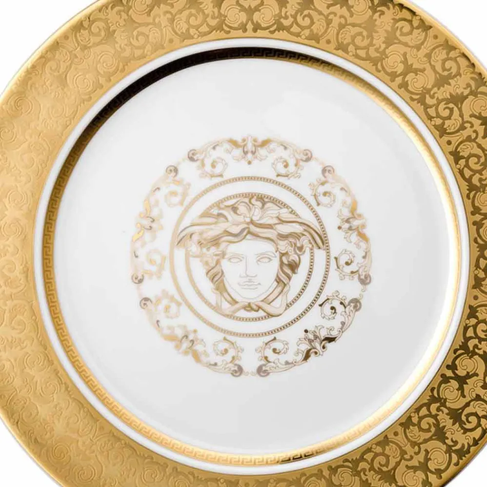 Rosenthal Versace Medusa Gala Gold Plate pladsholder 30cm porcelæn Viadurini