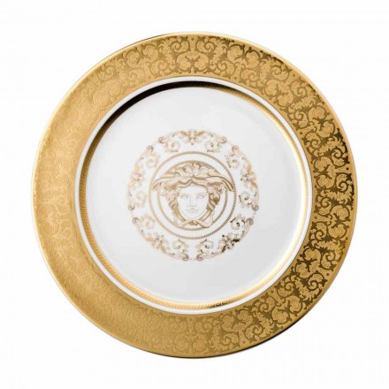 Rosenthal Versace Medusa Gala Gold Plate pladsholder 30cm porcelæn Viadurini