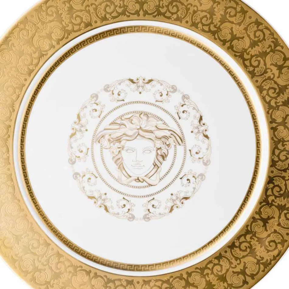 Rosenthal Versace Medusa Gala Gold Plate pladsholder 33cm porcelæn Viadurini