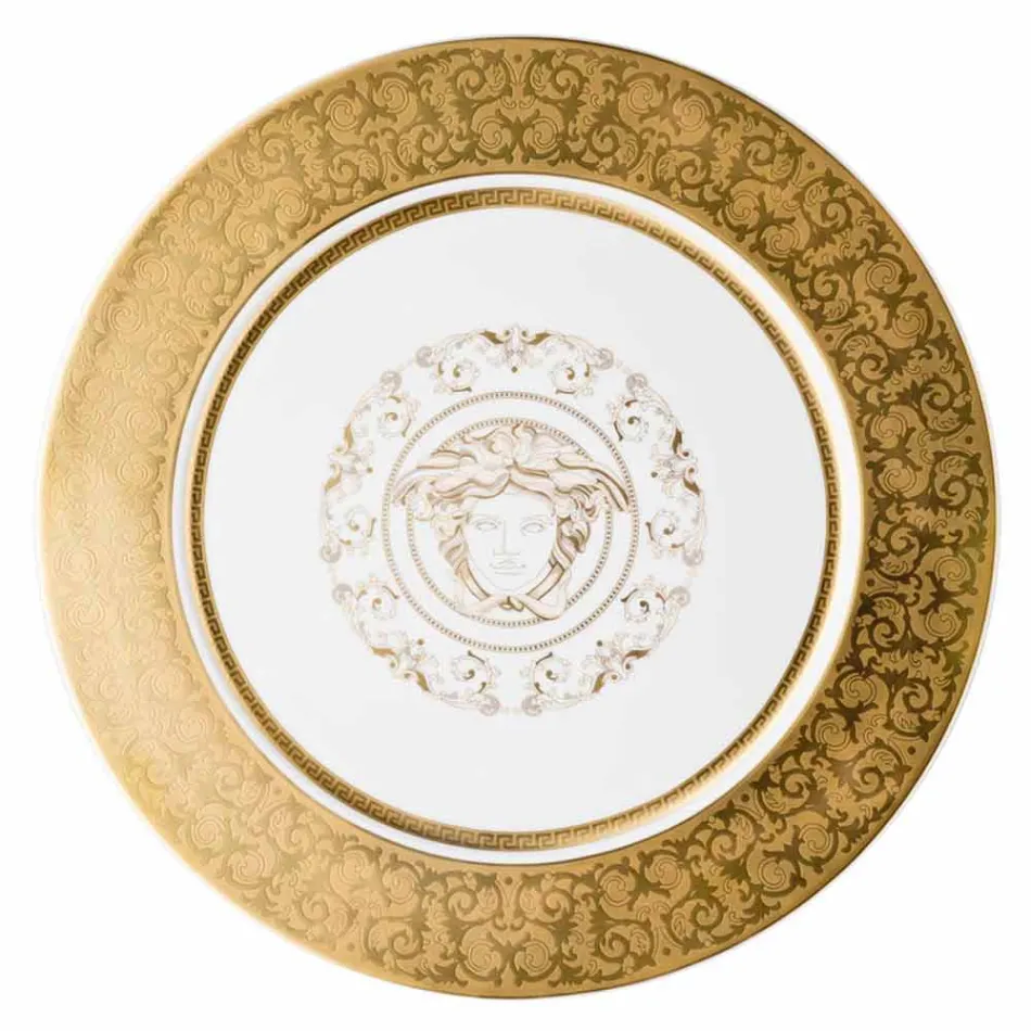 Rosenthal Versace Medusa Gala Gold Plate pladsholder 33cm porcelæn Viadurini