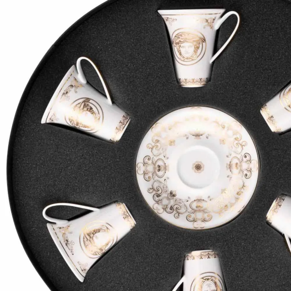 Rosenthal Versace Medusa Gala Gold sæt 6PZ porcelæn espressokopper Viadurini
