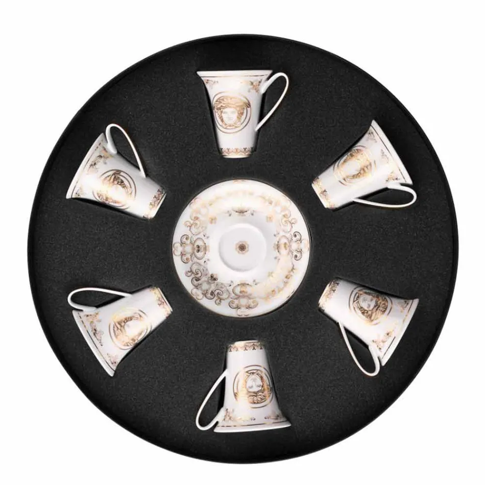 Rosenthal Versace Medusa Gala Gold sæt 6PZ porcelæn espressokopper Viadurini