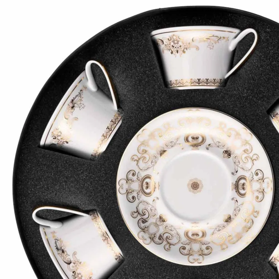 Rosenthal Versace Medusa Gala Gold sæt porcelæn te kopper 6 pzz Viadurini